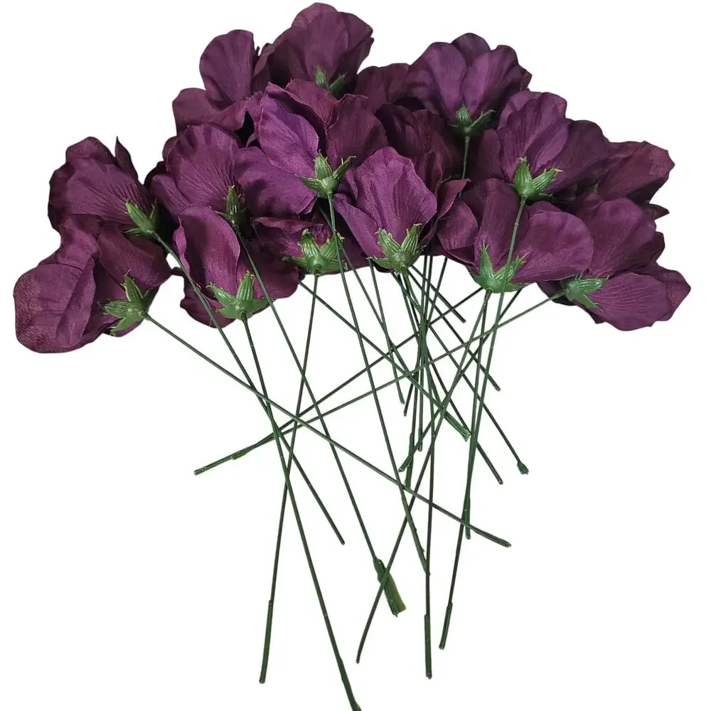 26 Plum Wine Purple Silk Rose Stems 3.5
